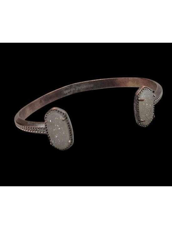Kendra Scott Jewelry - Kendra Scott Elton Open Pinch Cuff Bracelet Rose Gold Plated White Druzy Ends